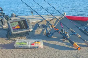Picture of a fishing rod and a fish finder