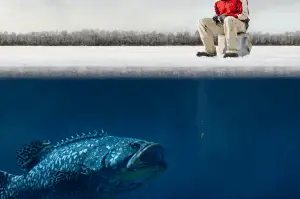 A man fishing in ice - best ice fishing flashers