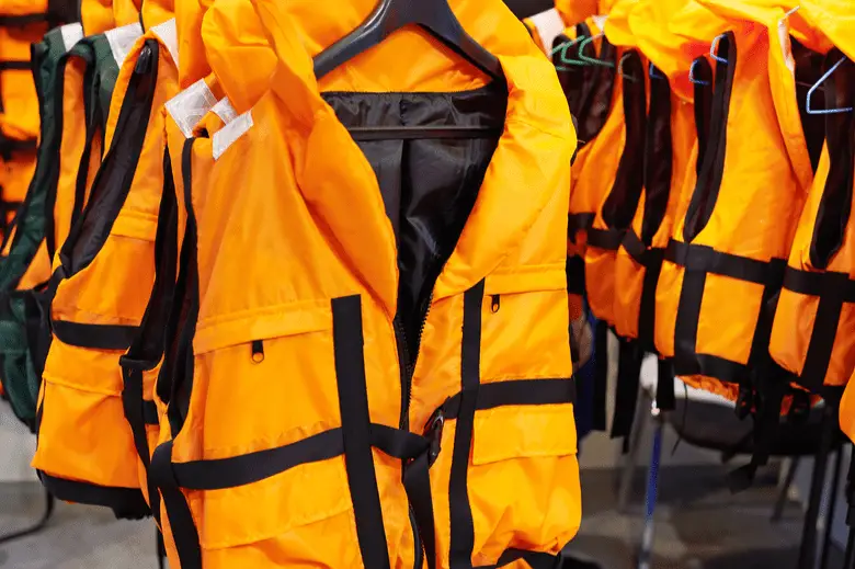 A Personal flotation device as life jacket in store