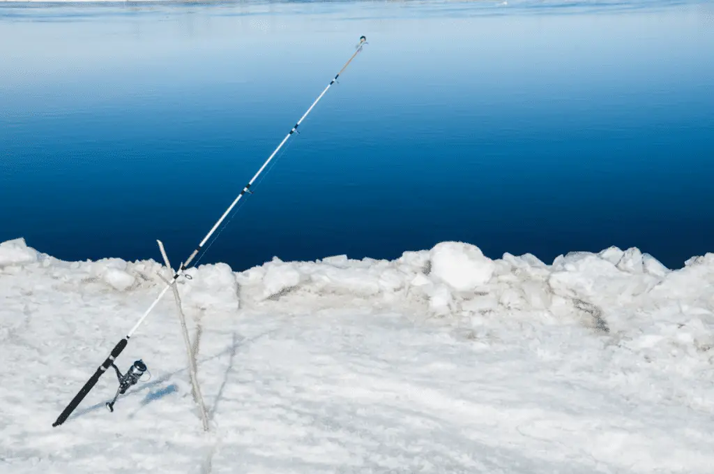 Ice Fishing Rod overlooking a river
