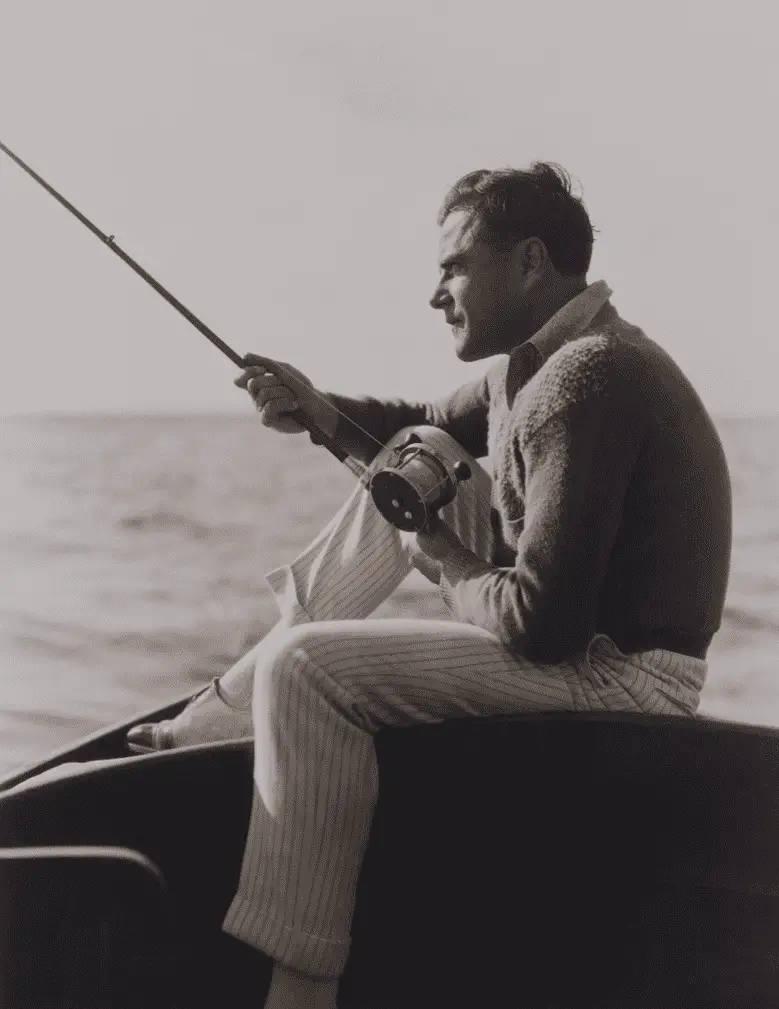 man fishing in the 50s