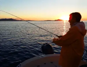 Man fishing on a boat