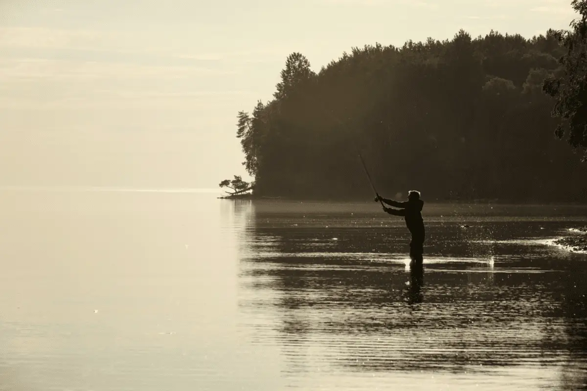 Fisherman on the pond