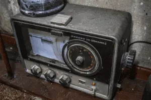 close-up shot of a vintage fish finder